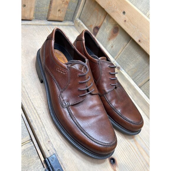 Ecco Mens Brown Leather Lace-Up Dress Shoes Size 43 US 9/9.5
